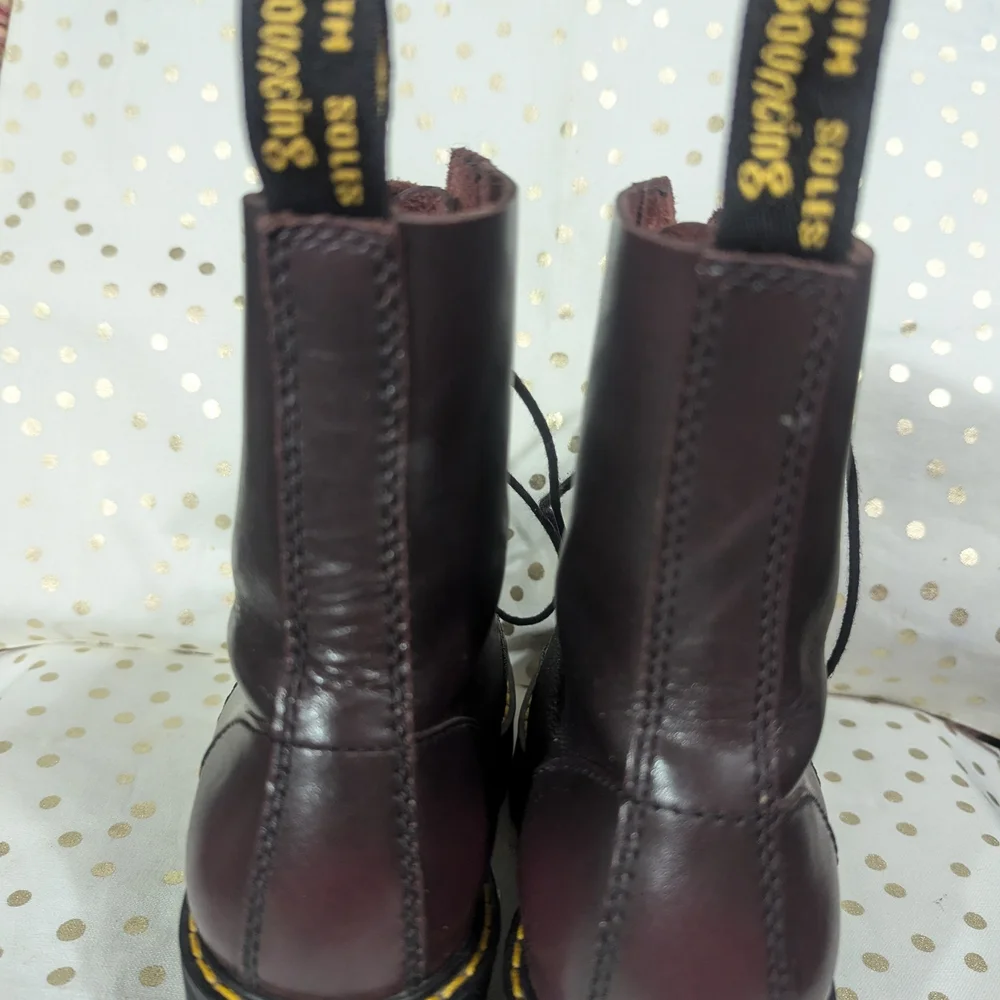 Dr. Martens Women's Burgundy Leather Boots - Picture 8 of 10